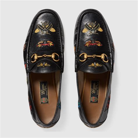 gucci black embroidered moccasins with appliqued mirrors|Gucci horse bit loafers.